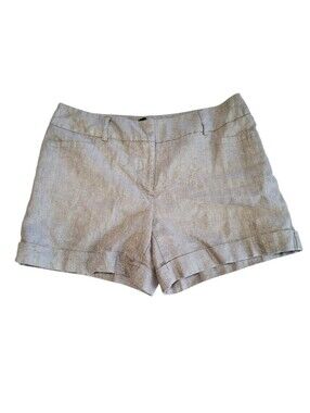 Apt.9 Linen Shimmery Metallic Silver Classic Cargo Cuffed Shorts Size 12